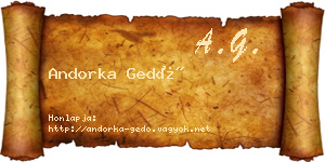 Andorka Gedő névjegykártya